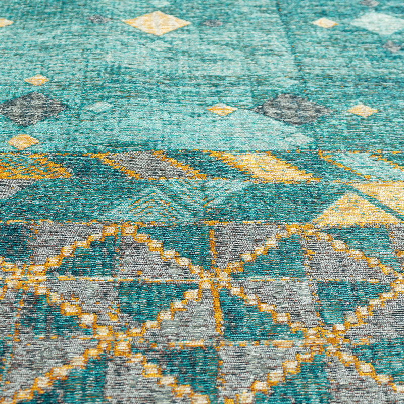 World Menagerie Episkopi Flatweave Performance Turquoise/Yellow Rug